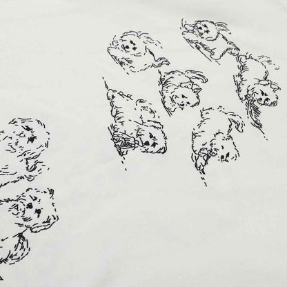 Hand drawn animal dog print short sleeved t-shirt