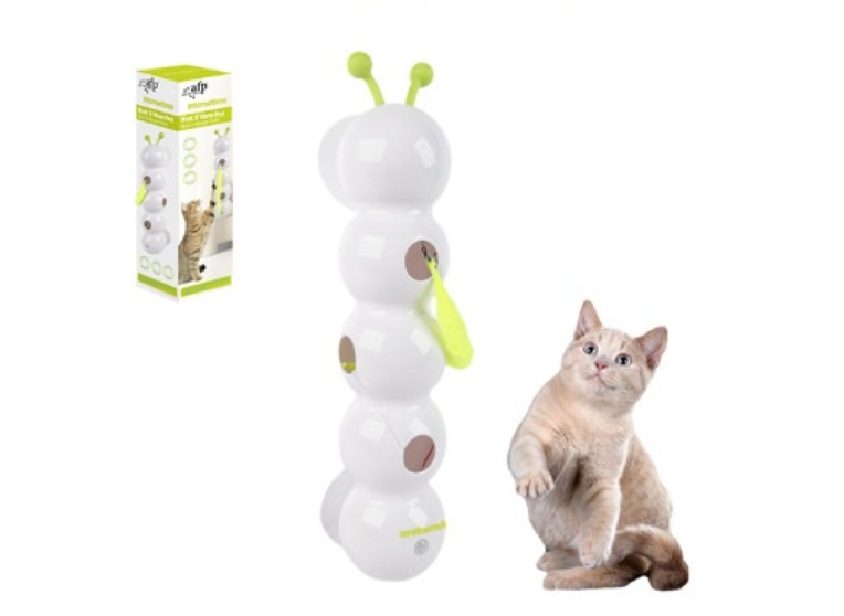 Interactive Smart Caterpillar Cat Toy with Suction Cup & Feather Tail