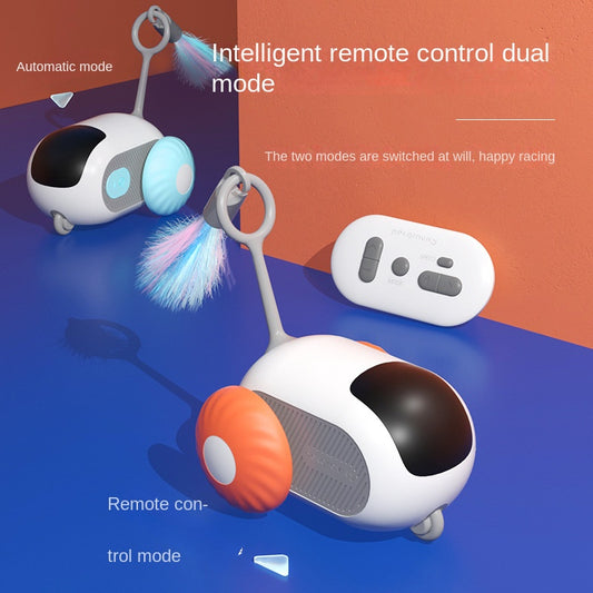 Pet Attraction Running Car Smart Toy Teaser Wand Feather Toy Autonomous Driving Mode