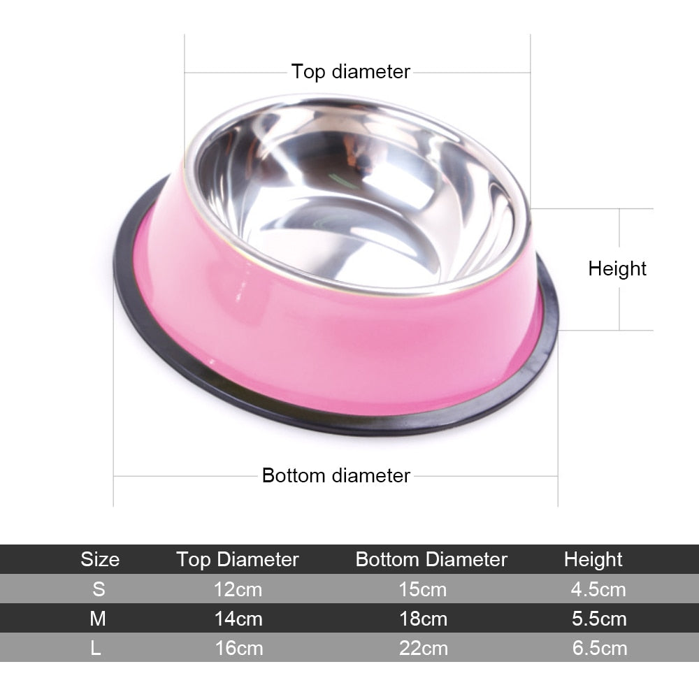 Stainless Steel Color Spray Paint Pet Dog Bowls Puppy Cats Food Drink Water Feeder Pets Supplies Non slip Feeding Dishes