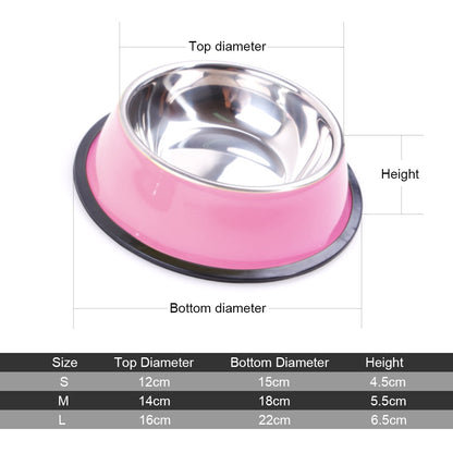 Stainless Steel Color Spray Paint Pet Dog Bowls Puppy Cats Food Drink Water Feeder Pets Supplies Non slip Feeding Dishes