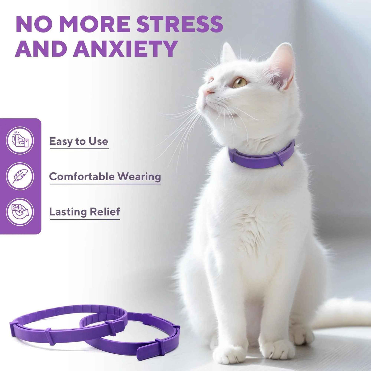 Cat Calming Collar & Pet Anti Anxiety Products   Feline Calm Pheromones Collars & Cats Stress Relief   Comfort Helps with Pee New Zone Aggression Fighting with Dogs & Other Behavior