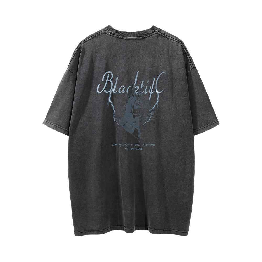 Animal hunting dog print washed and worn short sleeved shirt