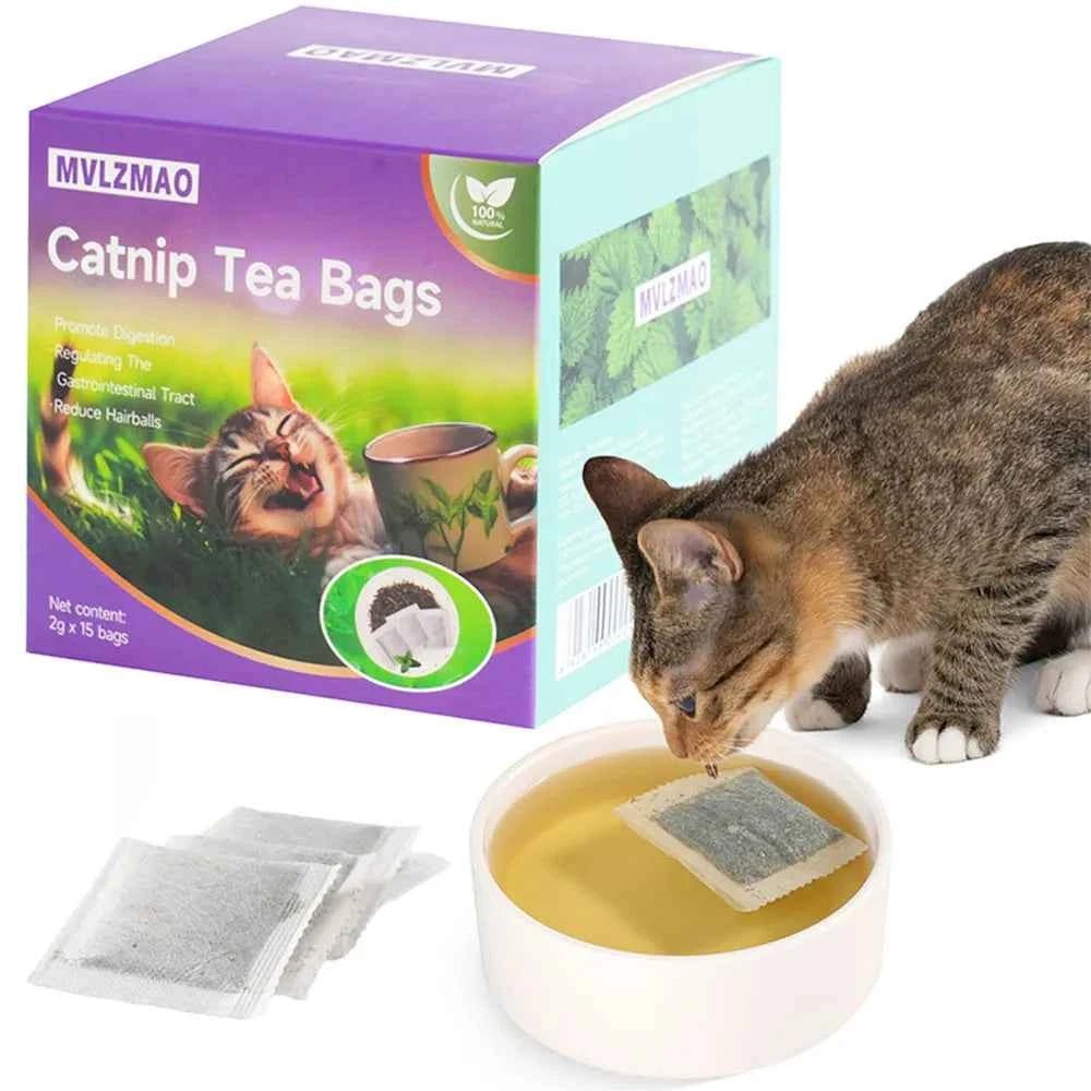 15 Piece Cat Catnip Tea Bag Natural Catnips Packets for Cat or Toy Soaking Water Replacement Pouch Cat Grass Promote Active Play - Needora