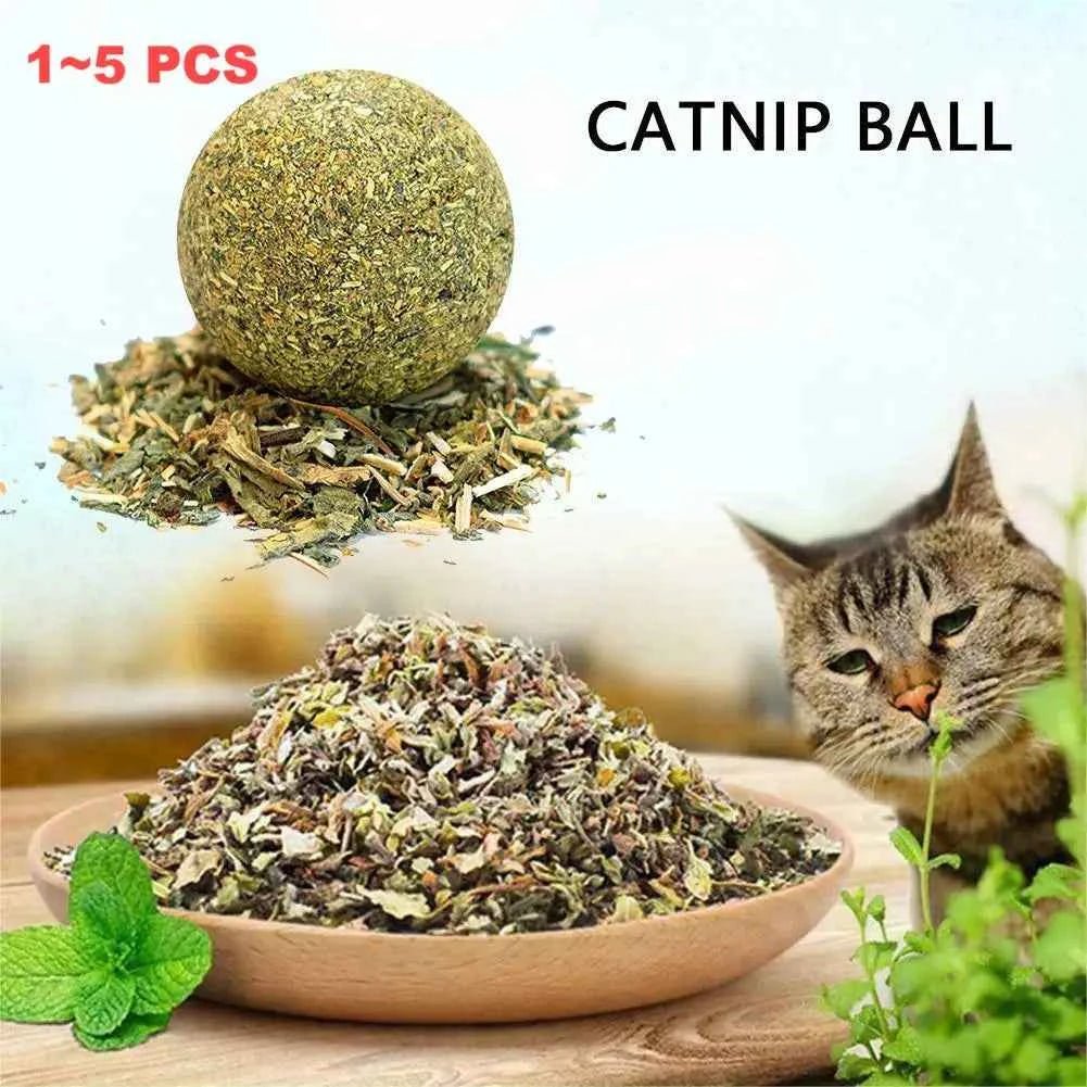 1~5PCS Natural Catnip Cat Wall Stick-on Ball Toys Treats Healthy Natural Removes Hair Balls To Promote Digestion Cat Grass Snack - Needora