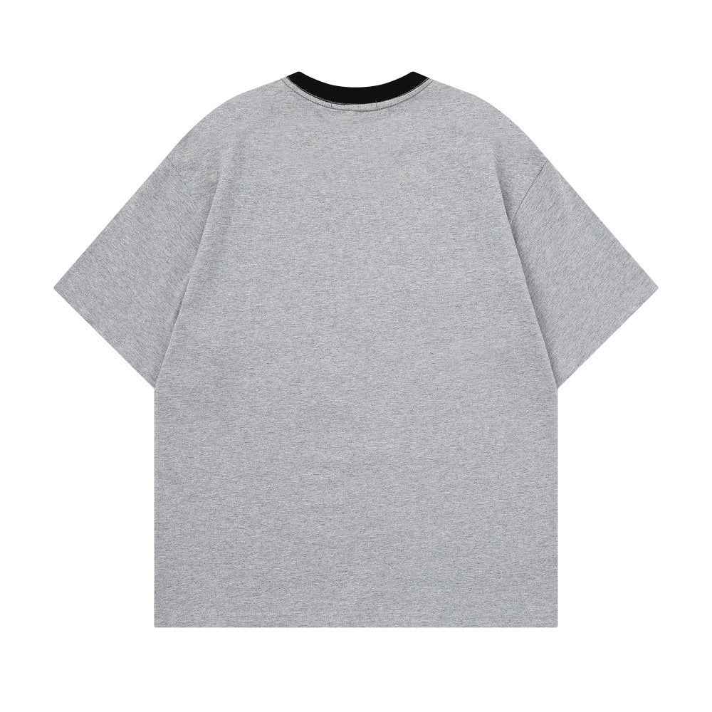 Animal horse 3D embroidery short sleeved t-shirt
