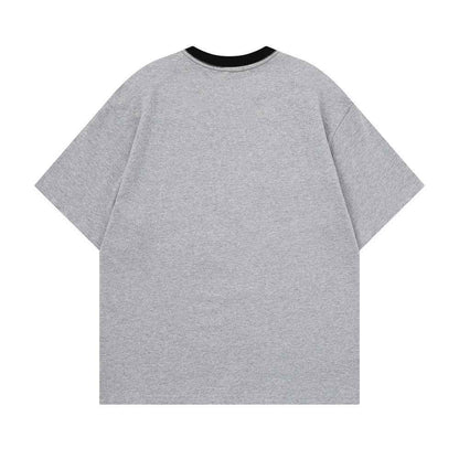 Animal horse 3D embroidery short sleeved t-shirt