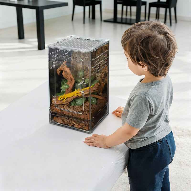 Acrylic Reptile Cage - Lizard/Spider/Insect Feeding Terrarium