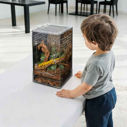 Acrylic Reptile Cage - Lizard/Spider/Insect Feeding Terrarium