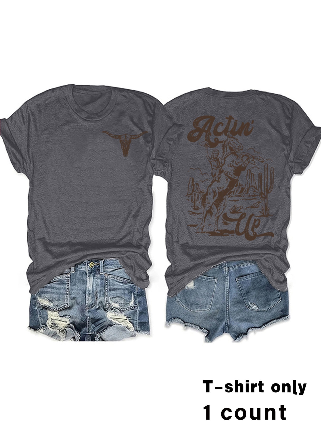 Animal print round neck pullover short sleeved shirt