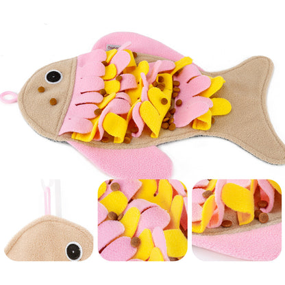 Fish-shaped pet sniffing pad plush hidden food puzzle training cat dog toy anti-demolition home pet products