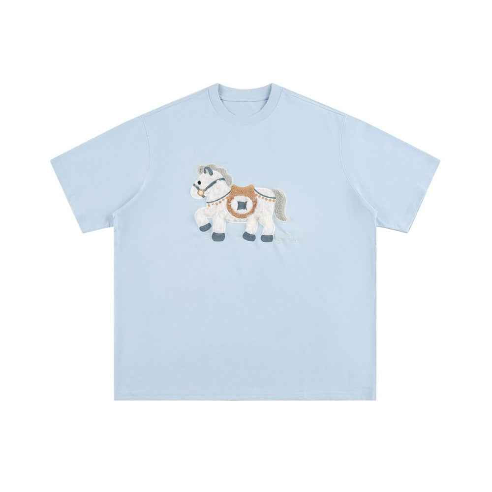 Animal plush embroidered short sleeved t-shirt