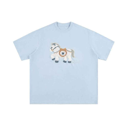 Animal plush embroidered short sleeved t-shirt