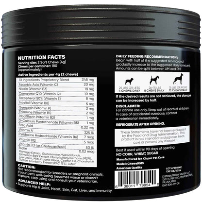 20in1 Dog Multivitamin Supplements  Immunity, Digestion, Joint and Heart Health Support  Natural Dog Vitamins with Biotin, Msm, Cranberry, Glucosamine for Dogs  180 Chews