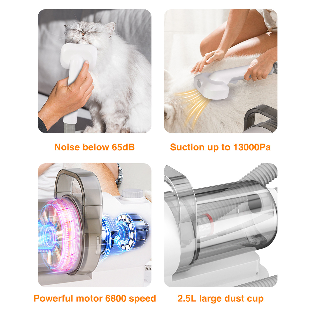 Pet Suction And Scissors All-in-one Machine Dust Collection Suit Multi-function Hair Care Device