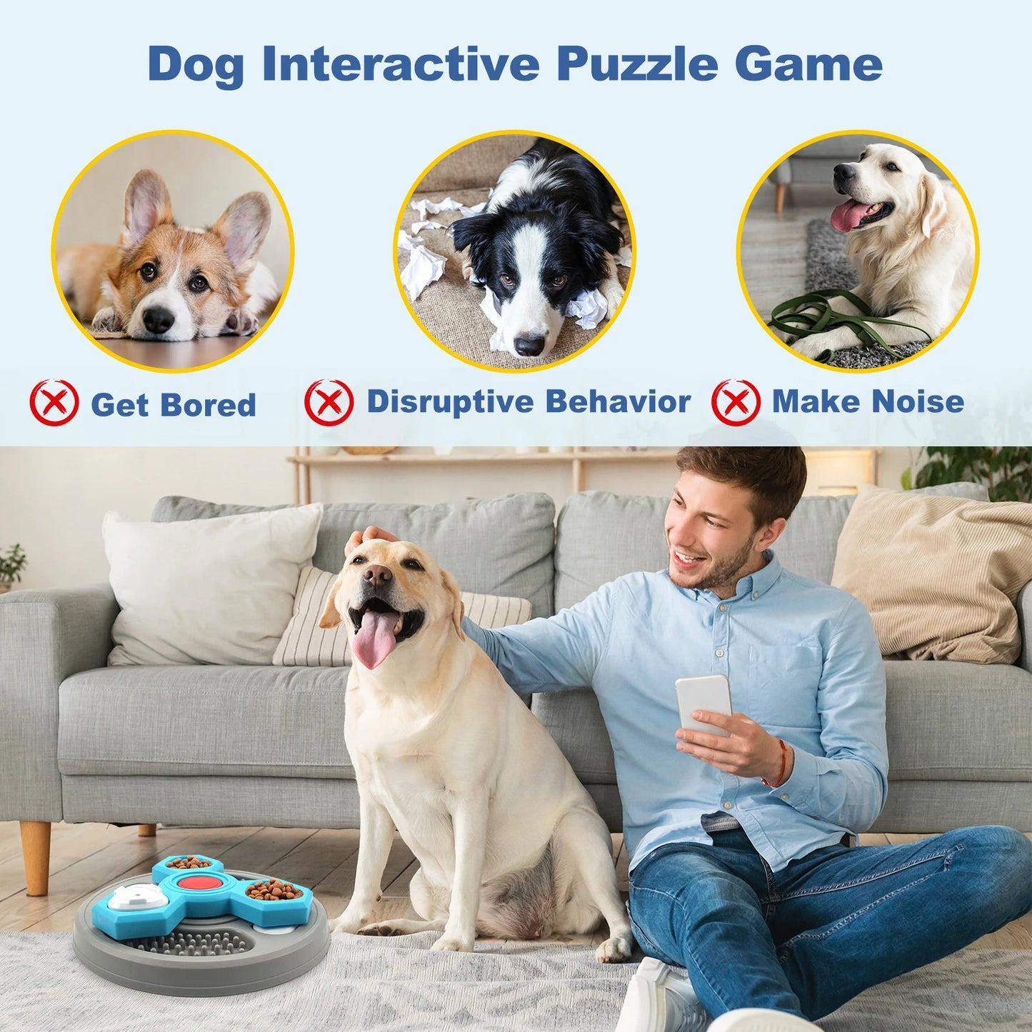 2-Layers Dog Puzzle Toys Slow Feeder Food Dispenser Interactive Increase Puppy IQ Anti-Choking Tableware Dog Licking Plates - Needora
