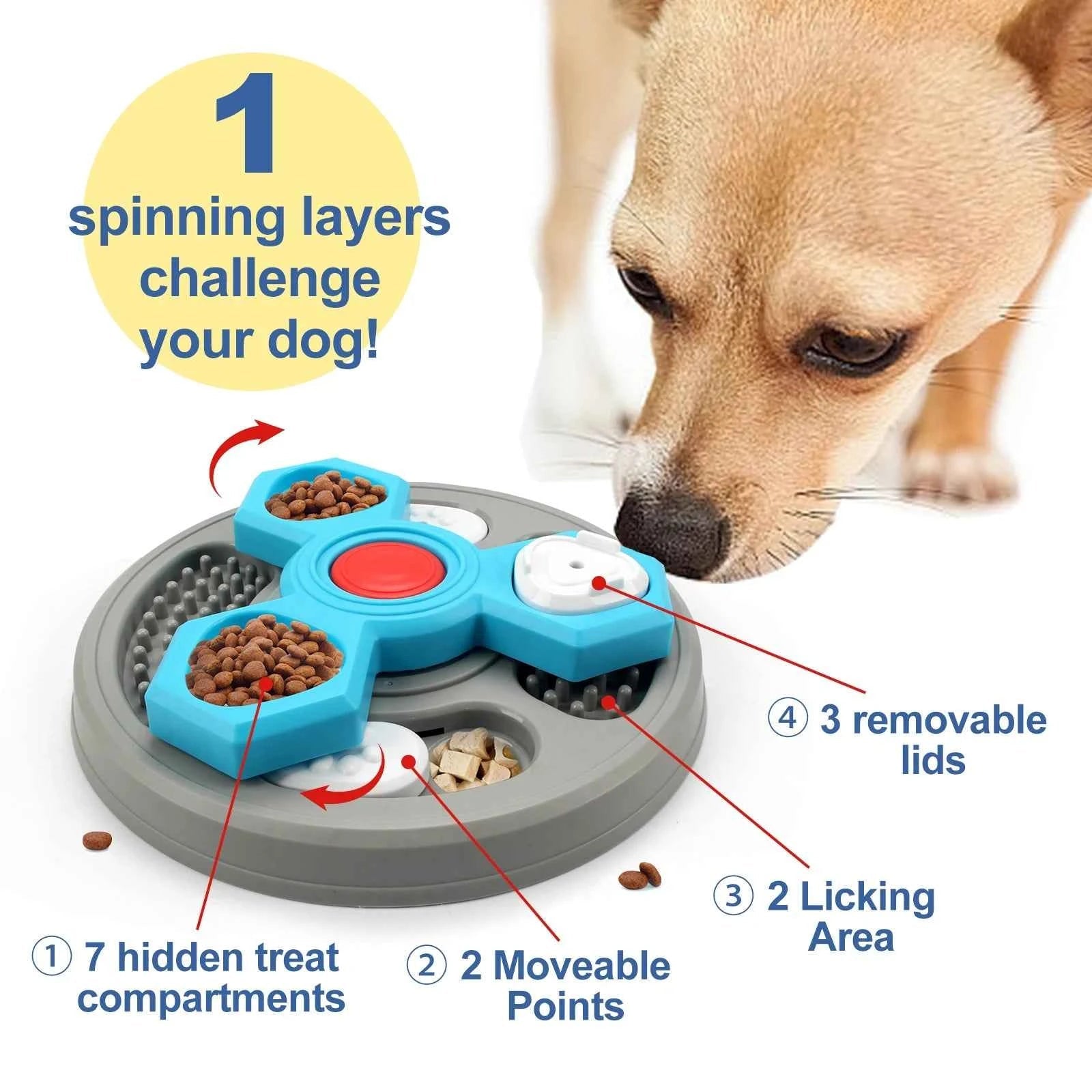 2-Layers Dog Puzzle Toys Slow Feeder Food Dispenser Interactive Increase Puppy IQ Anti-Choking Tableware Dog Licking Plates - Needora
