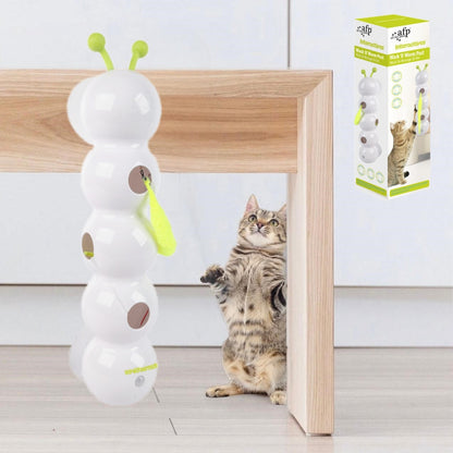 Interactive Smart Caterpillar Cat Toy with Suction Cup & Feather Tail
