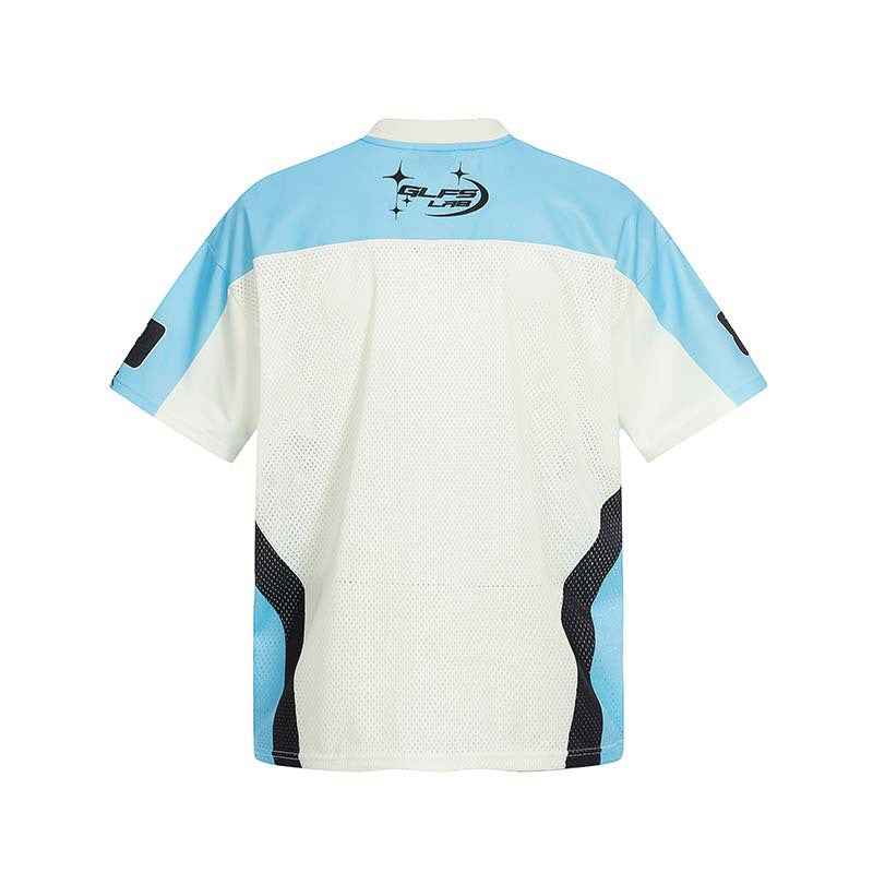 Splicing animal pattern letter print V-neck short sleeved shirt