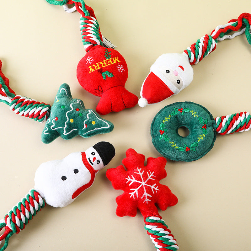 Christmas Plush Rope Dog Toy – Festive Chew Toy in 6 Holiday Designs