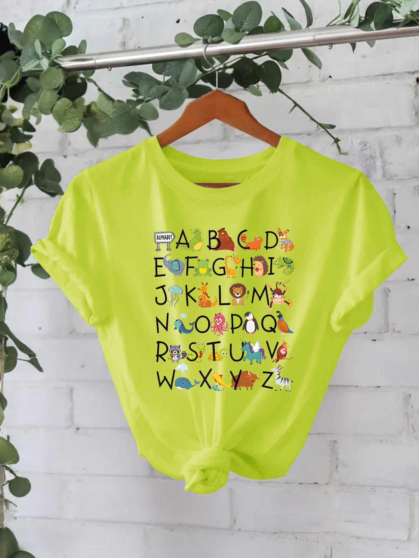 Animal letter pure cotton T-shirt