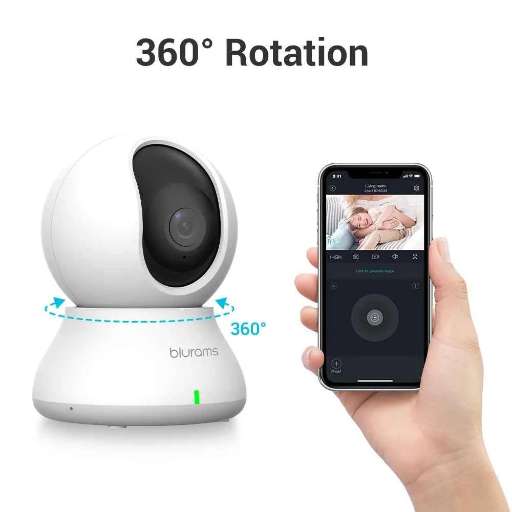 2.4＆5G WiFi Indoor Camera, 2K, 360° PTZ Pet Dog IP CCTV Camera with Phone App, 2-Way Talk, Night Vision, for Home Securi - Needora