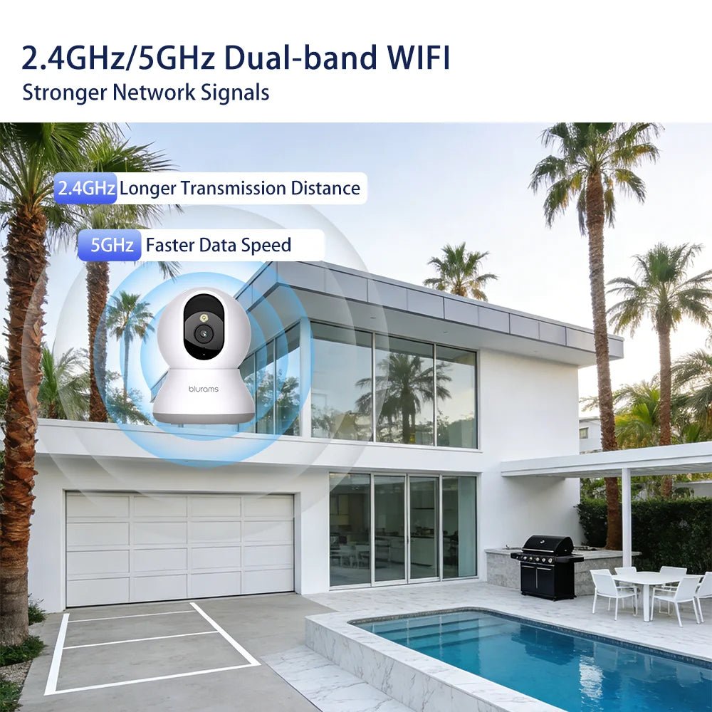2.4＆5G WiFi Indoor Camera, 2K, 360° PTZ Pet Dog IP CCTV Camera with Phone App, 2-Way Talk, Night Vision, for Home Securi - Needora