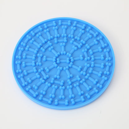 Silicone Feeding Mat with Suction Cup Pet Licking Pad Slow Feeding Mat Anti-Tip Slow Feeding Pad Round Cat Dog Licking Pad