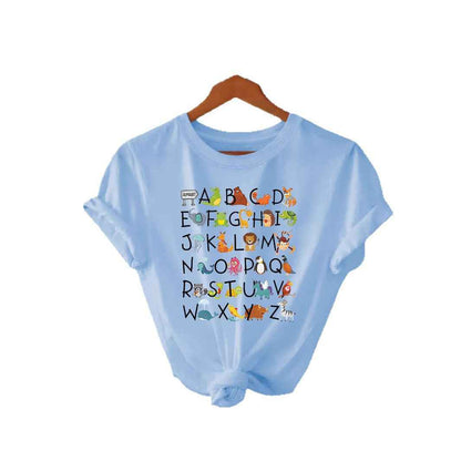 Animal letter pure cotton T-shirt