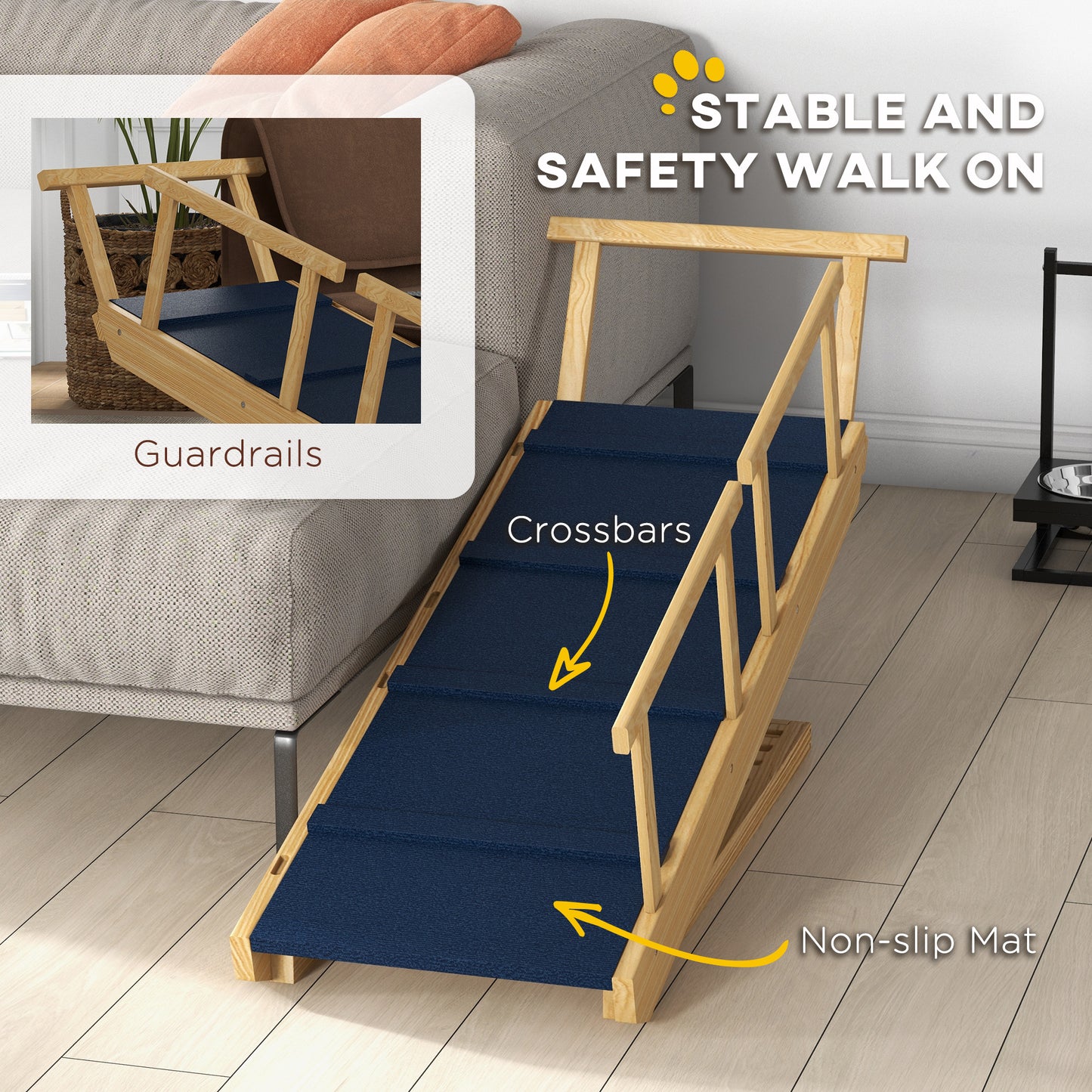 Adjustable Foldable Dog Ramp with Non‑Slip Surface for Bed Sofa Pet Assistance