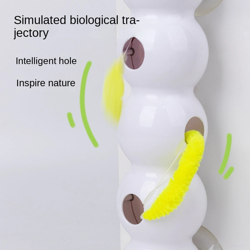 Interactive Smart Caterpillar Cat Toy with Suction Cup & Feather Tail
