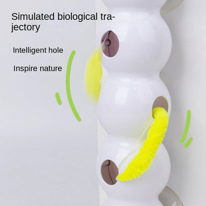 Interactive Smart Caterpillar Cat Toy with Suction Cup & Feather Tail
