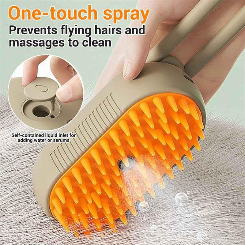 3‑in‑1 Cat Steam Brush Electric Pet Grooming Comb Hair Removal Massage Tool