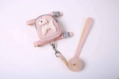 Pet Backpack with Teddy Bear and Traction Rope