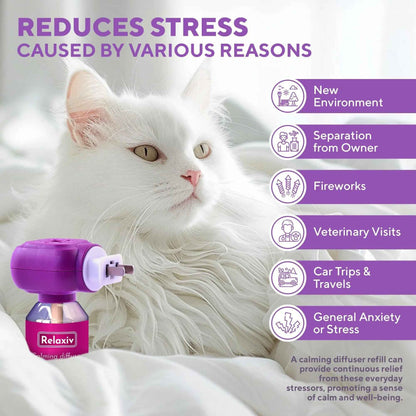 Calming Cat Diffuser Refill & Anti Anxiety Pet Products   Feline Calm Pheromones & Cats Comfort   Stress Relief Help with Pee New Zone Aggression Fighting with Dogs & Behavior Control