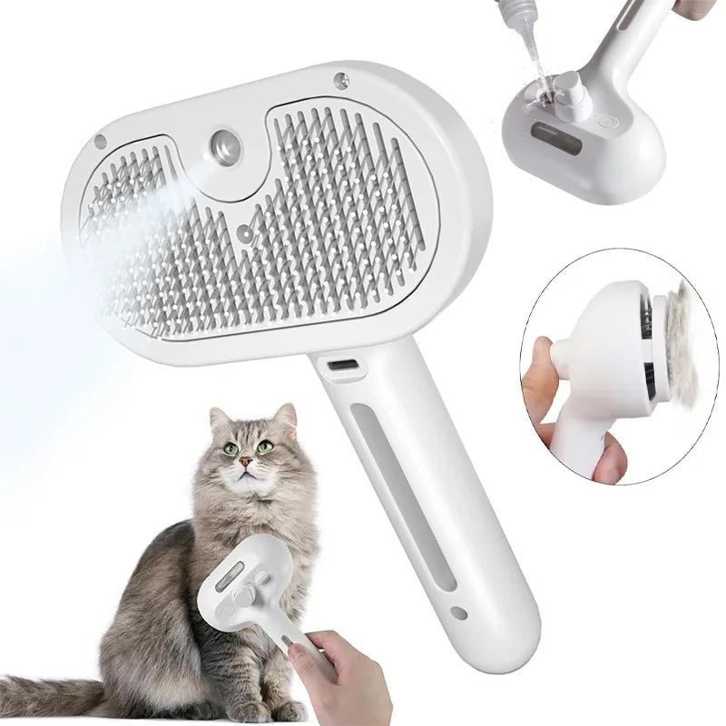 3-in-1 Dog Hair Brush Cat Hair Brush Electric Pet Cleaning Brush Steam Spray Brush Massage Hair Removal Comb anti-Tangle Brush - Needora