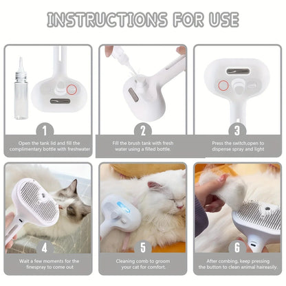 3-in-1 Dog Hair Brush Cat Hair Brush Electric Pet Cleaning Brush Steam Spray Brush Massage Hair Removal Comb anti-Tangle Brush - Needora