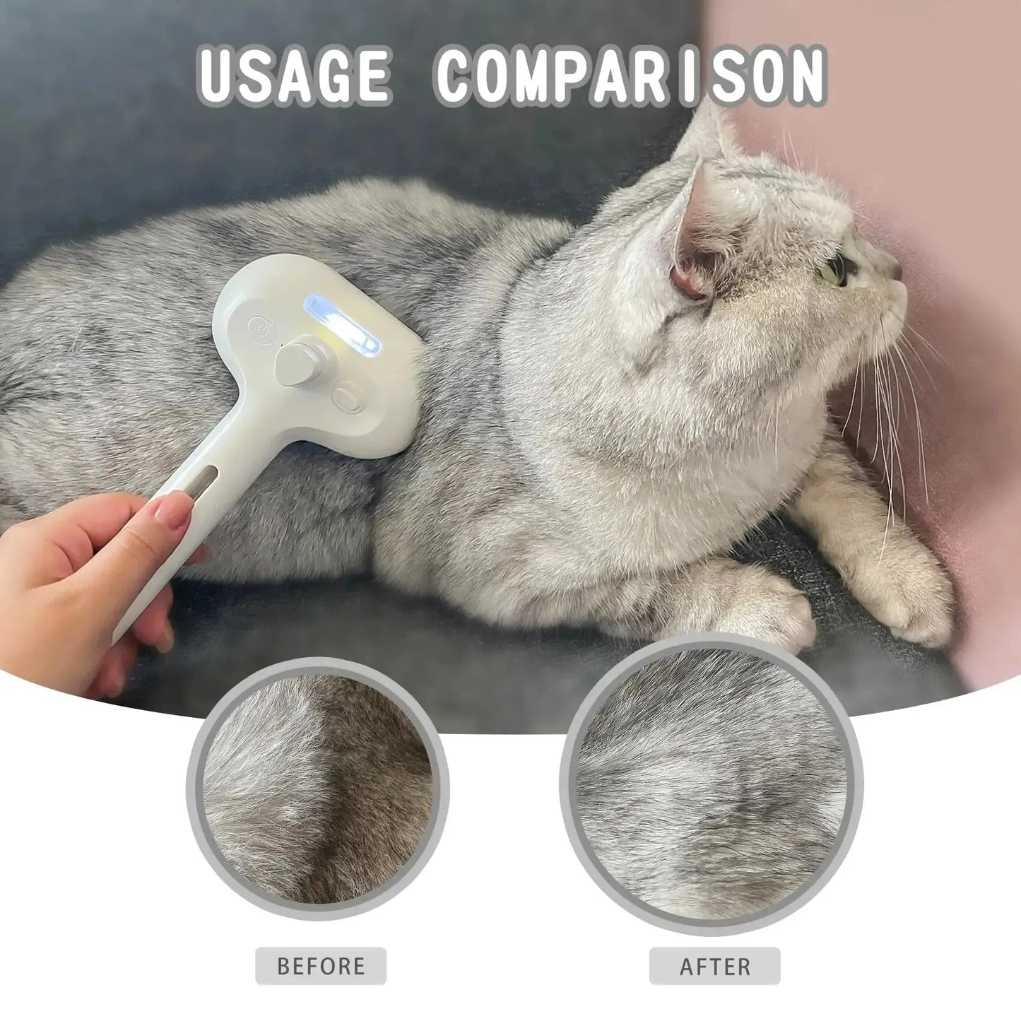 3-in-1 Dog Hair Brush Cat Hair Brush Electric Pet Cleaning Brush Steam Spray Brush Massage Hair Removal Comb anti-Tangle Brush - Needora