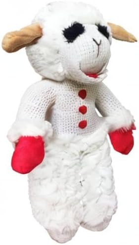 Multipet Holiday Lamb Chop – 10.5" Plush Squeaky Dog Toy with Reindeer Antlers