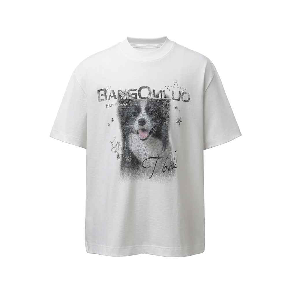 Dog animal print short sleeved t-shirt