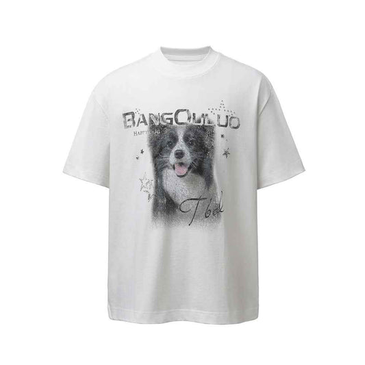 Dog animal print short sleeved t-shirt