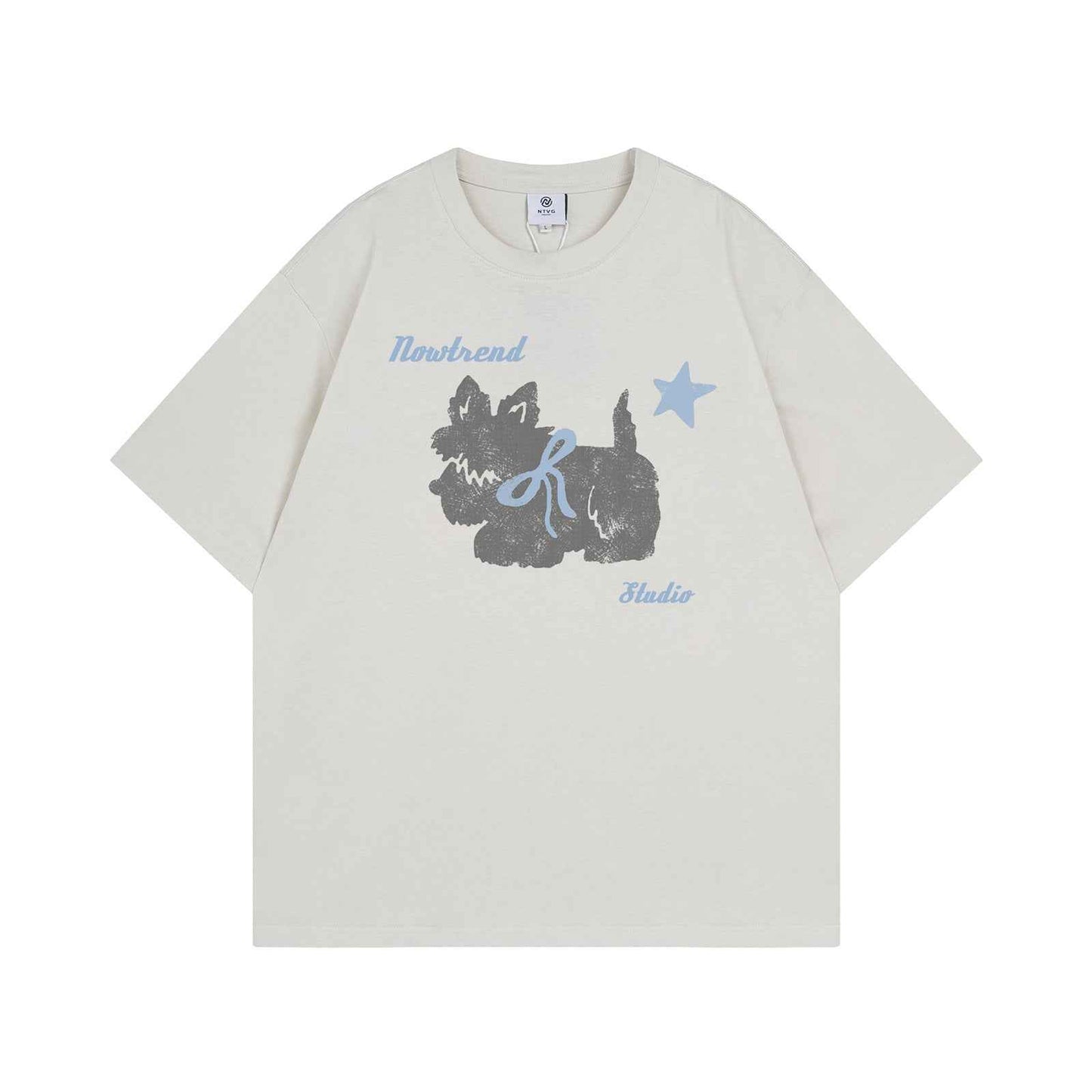 Fun Animal Letter Print Short Sleeve T-Shirt Men's Summer  Loose Casual Versatile Couple Top