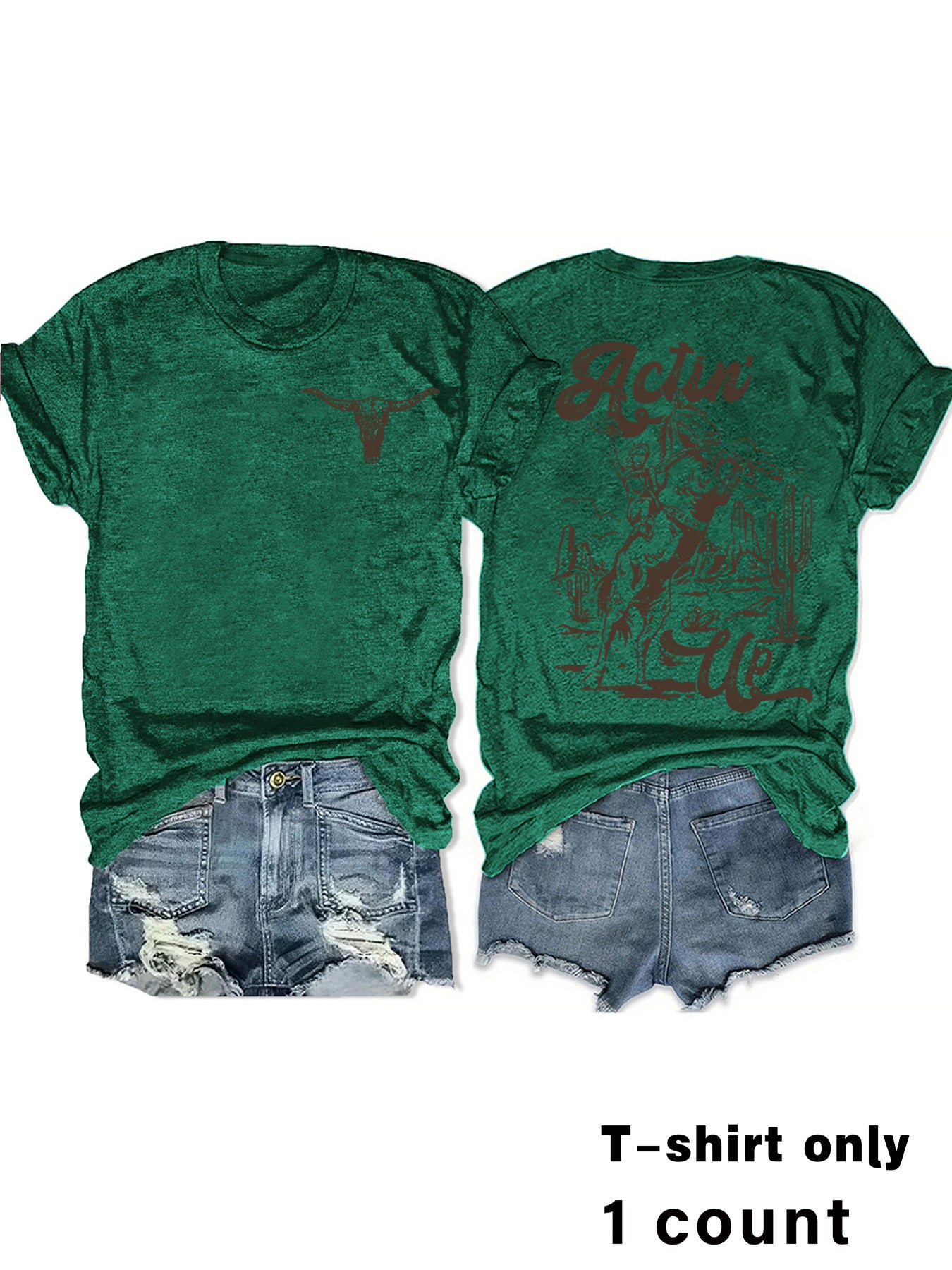 Animal print round neck pullover short sleeved shirt