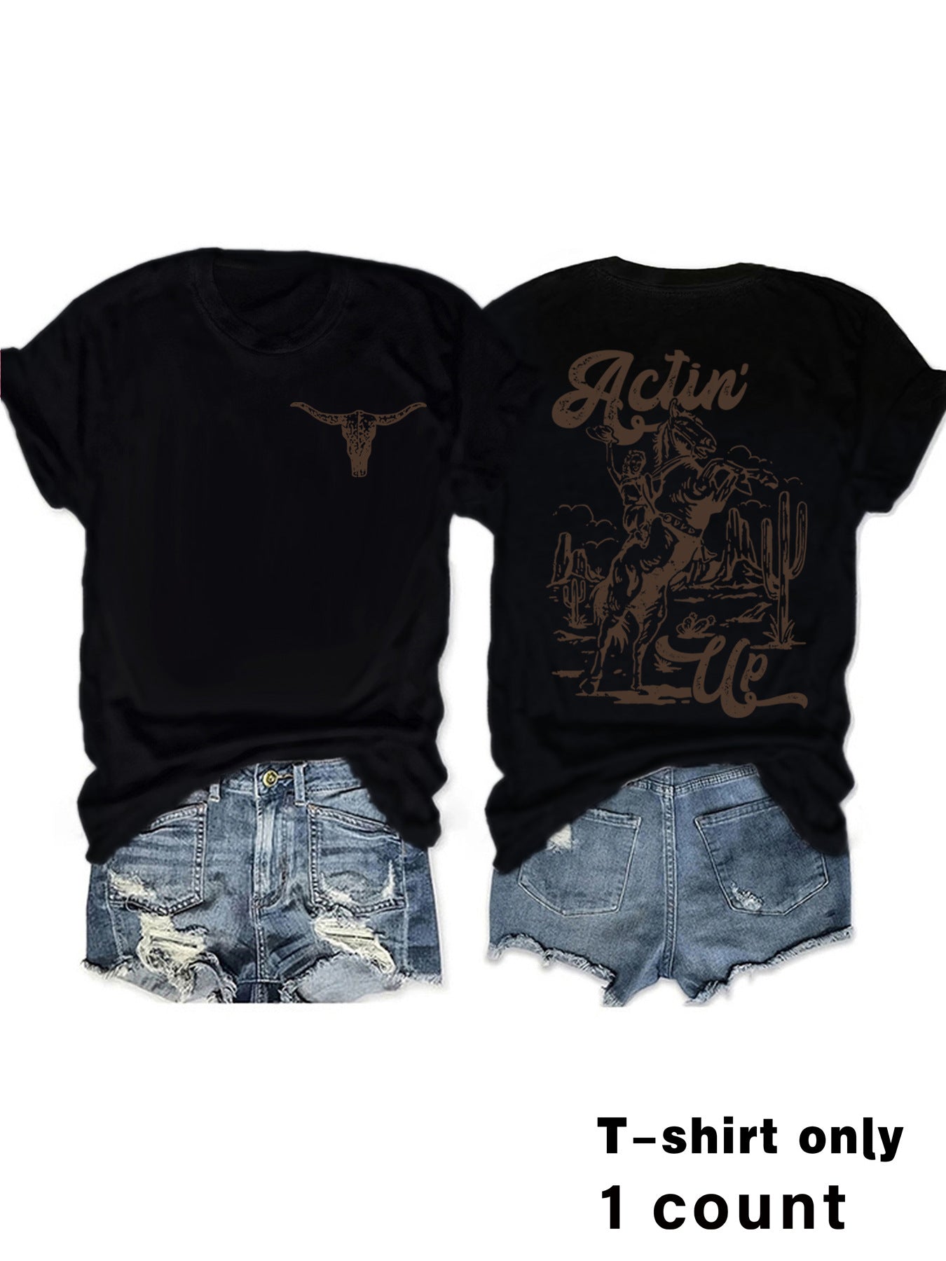 Animal print round neck pullover short sleeved shirt