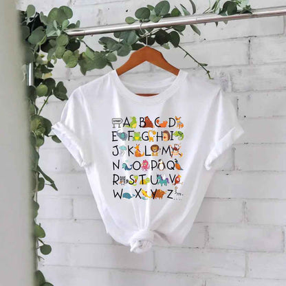Animal letter pure cotton T-shirt