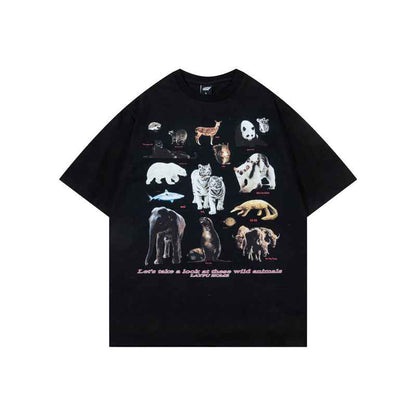 Casual Loose Fitted Animal Print Short Sleeve T-Shirt