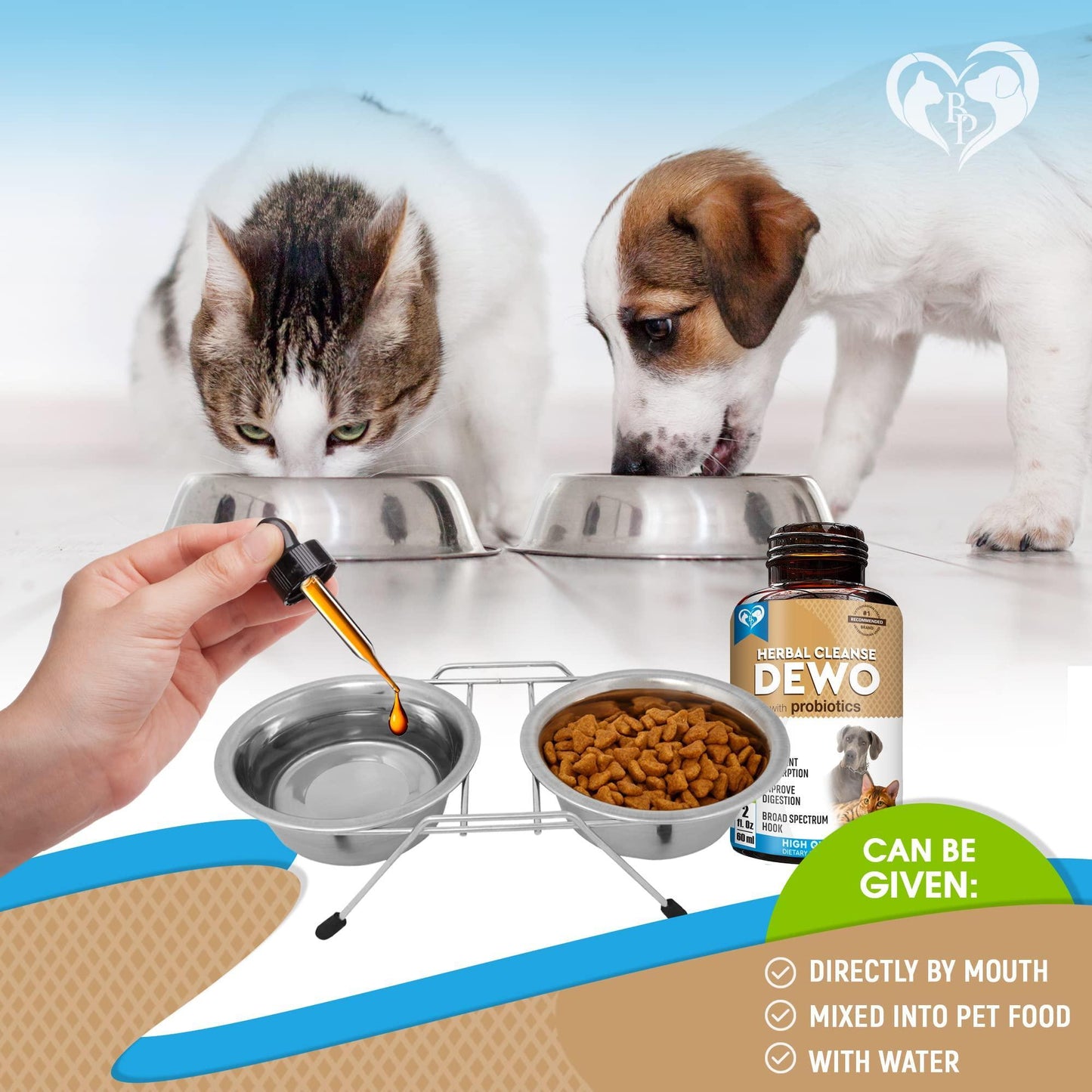Cats & Dogs Natural Worm Treatment with Probiotic & Liquid Herbal Medicine   Prevention Medication & Supplement Drops for Kitten and Puppies   for Daily Use with Pet Food   Made in USA