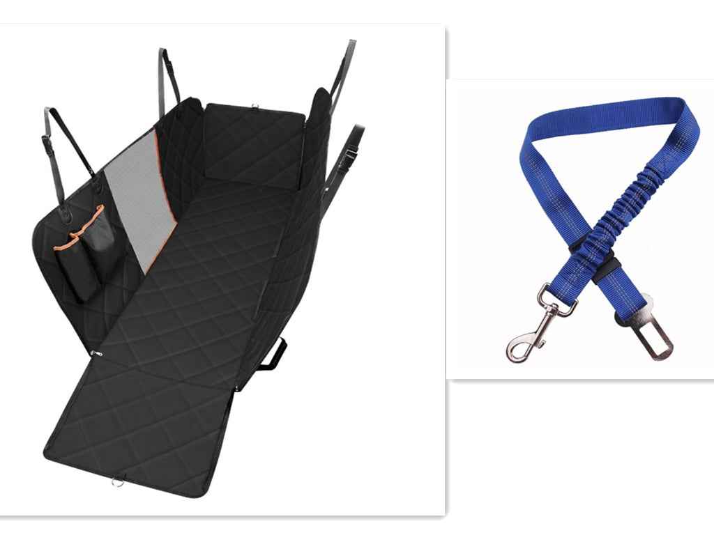Dog Car Seat Cover Mesh Hammock Pet Carrier Back Seat Protector with Zipper Pocket