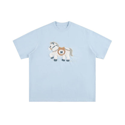 Animal plush embroidered short sleeved t-shirt