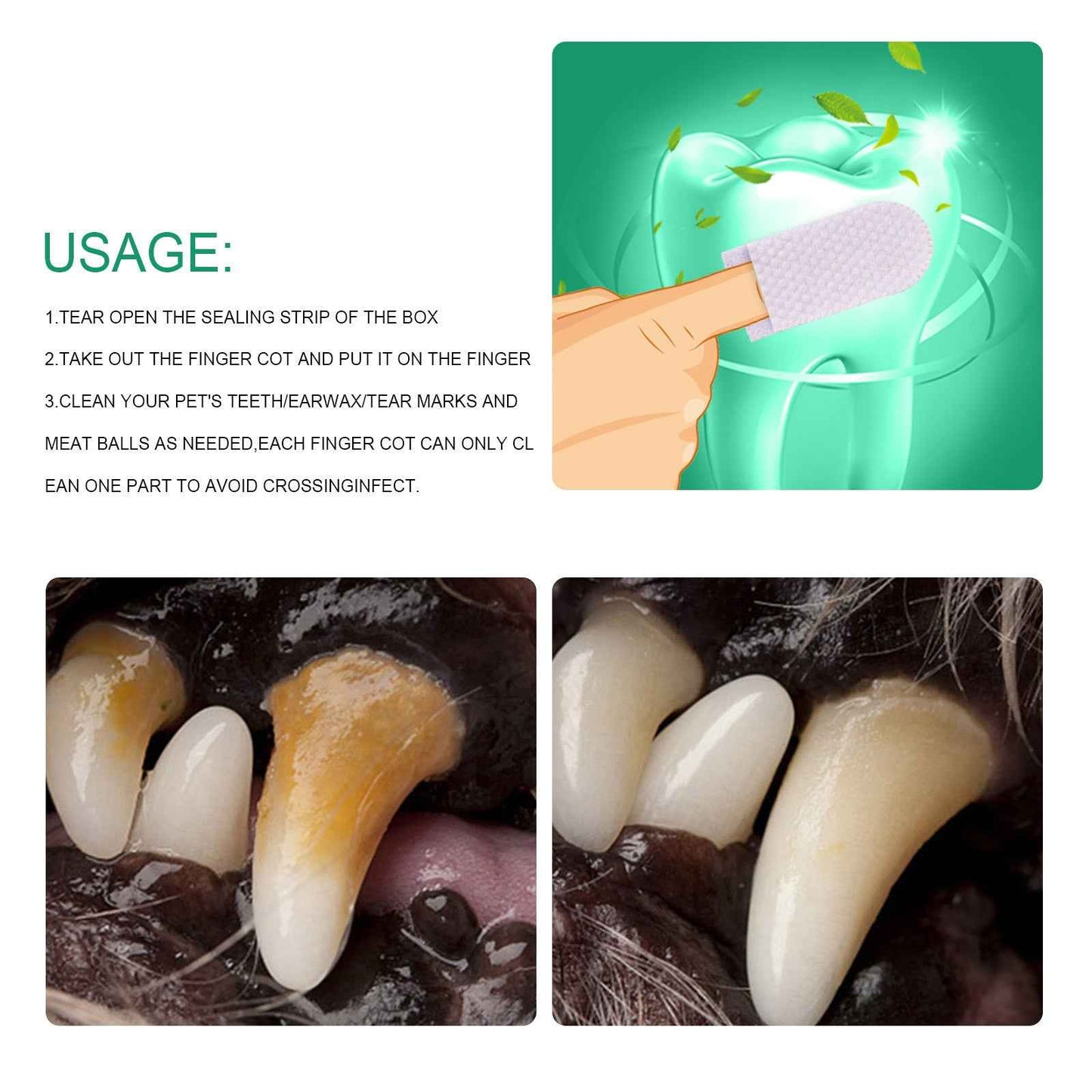 Pet Tooth Cleaning Finger Sleeves for Dogs and Cats Oral Hygiene Care